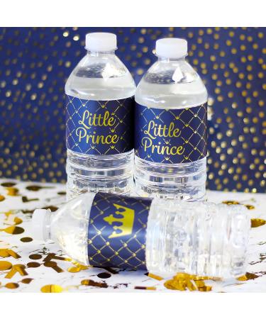 Royal Prince Baby Shower Water Bottle Labels - 24 Shiny Foil Stickers - Buy Online on SooperMarket.com