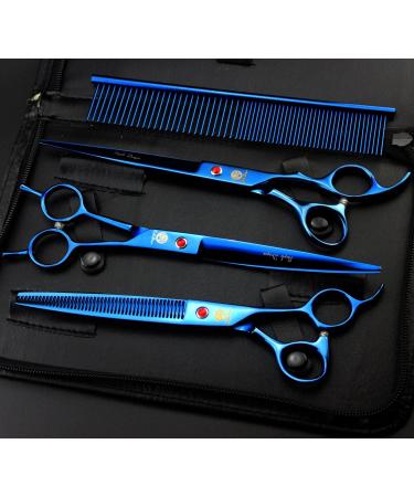 8 inch Purple Dragon 3 in 1 Professional Pet Grooming Thinning Scissors - Upward Curved Shears - Dog Hair Cutting Scissor in Blue - Buy Online on SooperMarket.com