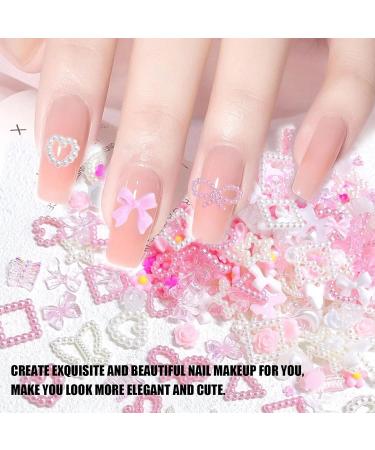 350PCS 3D Nail Charms Mixed Styles Flowers Bow Heart Moon Pearl Charms for Nail Art - B Colorful - Buy Online on SooperMarket.com