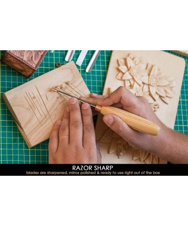 BeaverCraft Wood Carving Chisel Set SC01 - Complete Gouge Tools Kit with Rolling Pouch and Leather Strop Polishing Compound - Radial Gouges, Flat Chisel, Bent Gouge - Buy Online on SooperMarket.com