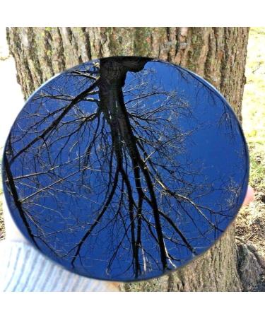 Natural Crystal Rough Ornament Wholesale Black Crystal Mirror with Holder Natural Obsidian Quartz Stone Circular Slice Slab Coaster (Size : 12cm)