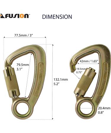 Fusion Climb Liberty Steel Auto-Lock Carabiner - High Strength Captive Eye (Gold) - Buy Online on SooperMarket.com