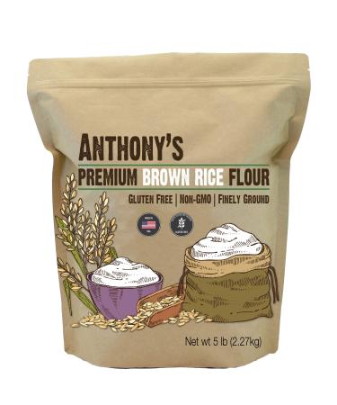Anthony's Brown Rice Flour, 5 lb, Batch Tested and Verified Gluten Free, Product of USA 5 Pound (Pack of 1)
