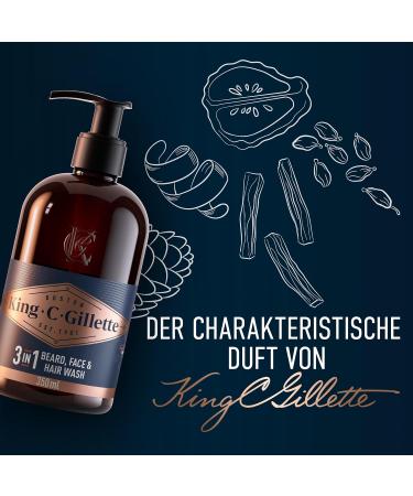 King C. Gillette Beard Shampoo for Men - 350ml with Coconut Water Argan Oil & Avocado Oil | Ideal Beard Care Gift - Buy Online on SooperMarket.com