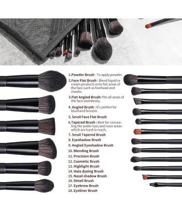 BS-MALL 18 Pcs Premium Synthetic Makeup Brush Set with Black Bag - Perfect for Foundation, Powder, Concealers, Eye shadows, and Blush - Buy Online on SooperMarket.com