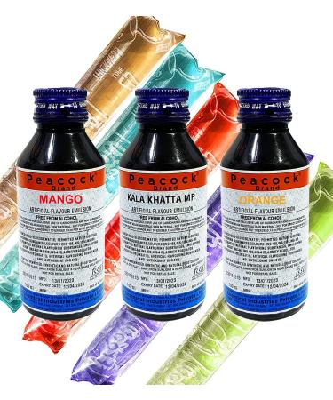 Pepcee Pepsi Making Flavour Combo of Mango Orange Kala Khatta Flavour Essence 100 ML Each Essence Making pepsi chuski and Ice Creams Liquid Food Essence (Pack of 3)