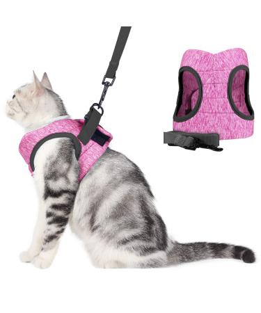 WD&CD Cat Harness and Leash Set Escape Proof Cat Harness Adjustable Soft Cat Walking Jackets with Retractable Cat Leash For Pet Puppy Pink Medium Medium Pink