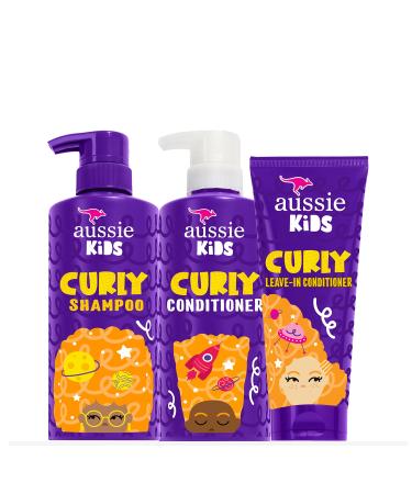 Aussie Kids Shampoo, Conditioner, and Leave-in Conditioner Bundle for Curly Hair, Sulfate Free and Paraben Free