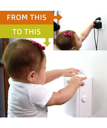 Baby Safety Outlet Cover Box - Double Lock for Toddler Proofing - Easy Operation - 3 Step Install - Extra Space for Plugs & Adapters - White (1 Count) - Buy Online on SooperMarket.com