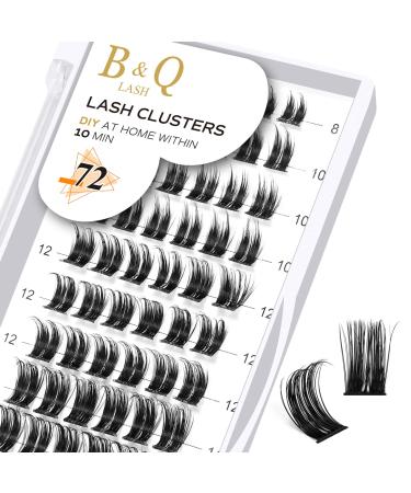 Cluster lashes 72 Clusters B&Q Lash Clusters D Curl Individual Cluster Lashes Natural Eyelash Clusters DIY Lash Extensions Soft Fluffy Cluster Eyelash Extensions (UK-FD-B45-D-8-16MIX) D-8-16 MIX B 45