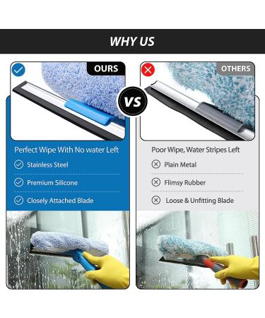 VITEVER Professional Window Squeegee Cleaner Tool with Extension Pole - 2-in-1 Scrubber Cleaning Kit - Buy Online on SooperMarket.com