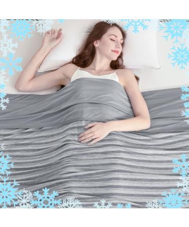 Ailemei Direct Cooling Throw Blanket for Hot Sleepers Double Sided Cold Effect Lightweight Breathable Summer Blanket for Couch Transfer Heat to Keep Body Cool Night Sweats 50"x70" Grey Stripe Throw XL 50"x70"