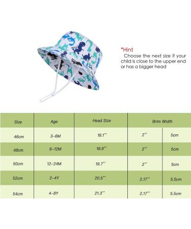 LANGZHEN Baby Girls Beach Sun Hat Wide Brim with Chin Strap, 4-8 Years - Multicolor Dinosaurs - Buy Online on SooperMarket.com