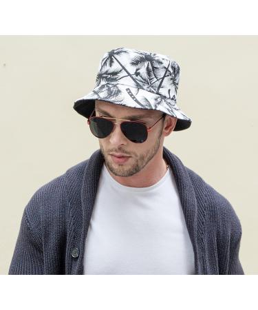 ZLYC Unisex Palm Tree Black Bucket Hat - Summer Travel Fisherman Cap for Women Men Teens - Buy Online on SooperMarket.com
