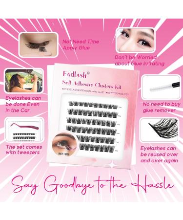 Self Adhesive Lash Extension Kit - DIY Eyelash Clusters 72 Wispy Individual Lashes No Glue Needed (10-16mm) - Z4-D & Z3 Mix - Buy Online on SooperMarket.com