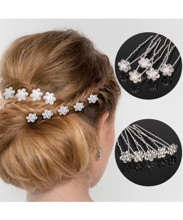 AUXSOUL Bridal Hair Pins - Crystal Pearl U-Shaped Diamond Clips for Wedding - 30Pcs (6 Styles) - Buy Online on SooperMarket.com