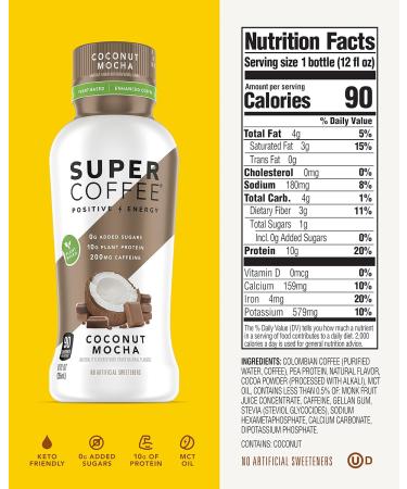 Kitu Super Coffee Variety Pack - French Vanilla Coconut Mocha Sweet Cream 12 Fl Oz 6 Pack | Vegan Protein Coffee (0g Added Sugar, 10g Protein, 80 Calories) | Iced Coffee Keto Coffee - Pea Protein Plant Based Gluten Free - Buy Online on SooperMarket.com
