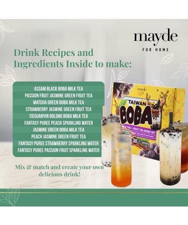 Mayde Boba Bubble Tea Kit: Make 30+ Drinks with Instant Boba, Matcha, Fruit Tea, and Assorted Tea Varieties - DIY Boba Kit with Fantasy Fruit Puree - Buy Online on SooperMarket.com