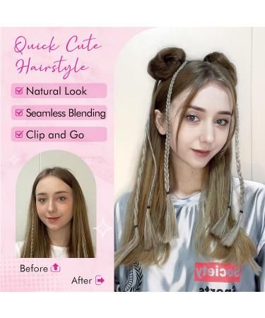 REECHO 2 PCS Mini Claw Clip in Messy & Cat Ears Hair Bun Extensions Wig Accessory Updo Hairpieces for Women Girls (Pack of 2-3.5" Wavy Light Ash Brown with Highlights) Pack of 2 - 3.5" Wavy Light Ash Brown with Highlights - Buy Online on SooperMarket.com