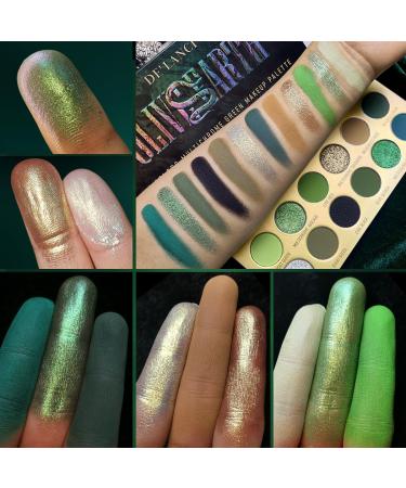 Olive Green Eyeshadow Palette | Black Green Multichrome | 12 Pigmented Shades for Smokey Green Brown Eye Makeup | Long Lasting Vegan Holiday Gift - Buy Online on SooperMarket.com