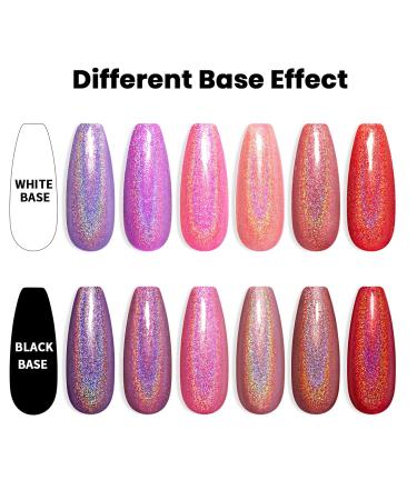 RARJSM Holographic Gel Nail Polish Set - Summer Glitter Colors Kit for Salon & Home Manicure - Rose Gold, Hot Pink, Red, Violet, Purple - 6PCS 7.5ML - Buy Online on SooperMarket.com