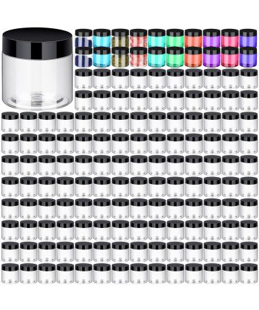 150 Pieces Plastic Container Jars with Lids Round Clear Cosmetic Jars Empty Clear Plastic Jars for Lotion Cream Ointments Makeup Eye Shadow Rhinestone Samples Pot Travel Storage (2 oz)