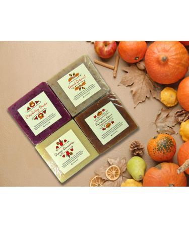 Handmade Bath Soap Set - Pumpkin Spice Cranberry Oatmeal & Orange Cinnamon - 4 Full Sized 5oz Soaps with Organic Shea Butter - International Shipping Available - Buy Online on SooperMarket.com