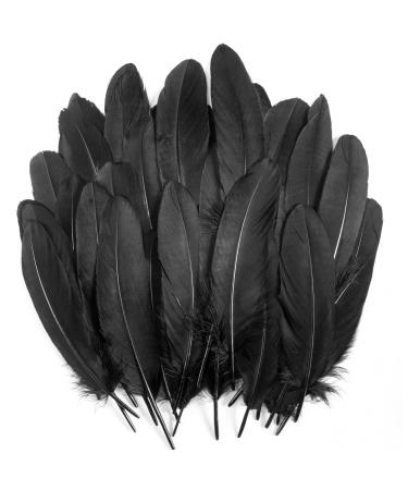 UNEEDE 120Pcs 6-8 Inch Black Feathers  Natural Goose Feathers for DIY Halloween Decorations  Cosplay  Gothic Costumes & Crafts