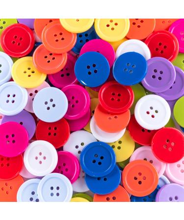 100 Pack 1 Inch Buttons Flatback Sewing Colored for Arts & Crafts, Fashion Clothing, DIY Projects (Assorted)