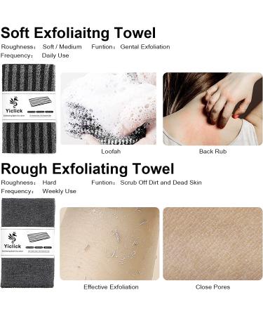 Yiclick 2 Pack Exfoliating Washcloth Towel - Korean Japanese African Body Scrubber Loofah Sponge - Shower Bath Exfoliator Rag - Buy Online on SooperMarket.com