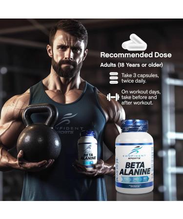 CONFIDENT SPORTS - Beta Alanine - 100% Pure Beta-Alanine - Push Harder Lift Heavier and Break Your Limit with Our Pre Workout - Maximum Strength + Absorption - 120 Count - 40 Servings 120 count (Pack of 1) - Buy Online on SooperMarket.com