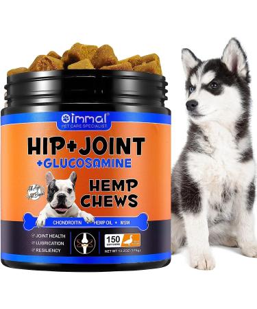 RSGRT Hip and Joint Supplements Chews for Dogs 150PCS Hip & Joint Care Tablets with Glucosamine Chondroitin Green-Lipped Mussels and Vitamins for Dog Joint Care (Duck Flavor) dog joint chews 150PCS