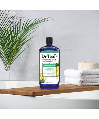 Dr Teal's Foaming Bath with Pure Epsom Salt | Glow & Hydrate Formula with Ceramides & Avocado Oil - 34 oz (Pack of 4) - International Shipping Available - Buy Online on SooperMarket.com