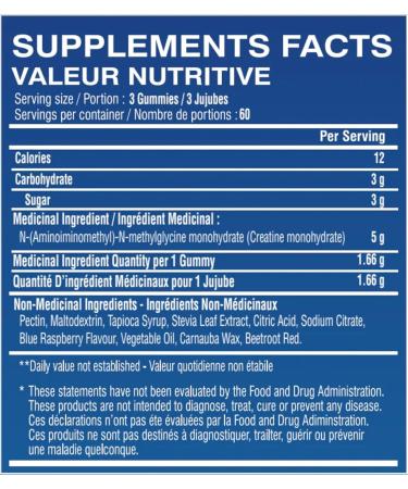 Limitless Pharma Pure Creatine Gummies | 5g Creatine Monohydrate | Increases Muscle Strength Endurance & Performance | Low Sugar GMO Free Vegan | 60 Servings 180 Gummies (Blue Raspberry) - Buy Online on SooperMarket.com