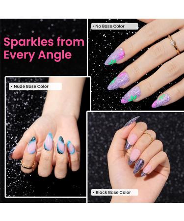 Beetles Glitter Gel Nail Polish Set - 6 Colors Chameleon Sparkle Kit for DIY Manicure | Color Changing Pink Purple Blue with Crushed Diamond Shine | Soak Off UV Gel Polish - Buy Online on SooperMarket.com