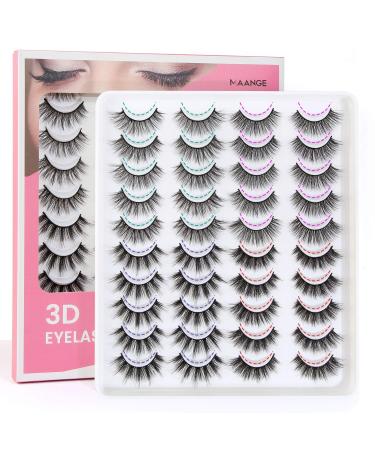 MAANGE Eyelashes Soft 20 Pairs Reusable 3D Faux Mink Lashes Handmade Mixed 4 Styles Natural Dramatic False Eyelashes Fluffy Wispy Fake Eyelashes Set Multipack 4 style-20 pairs
