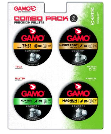 Gamo 63209295554 Combo Pack Assorted Air Rifle Pellets.22 Caliber (TS-22, Hunter, Magnum, Master Point), Pellet