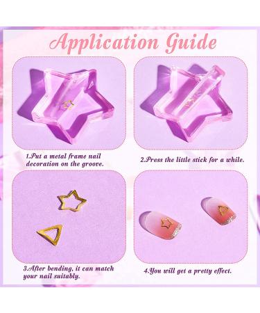 4-Piece Nail Embossed Molds | Metal Frame Bending Tools for Nail Art Design | Star, Heart Shapes | Nail Salon & Home Use - Buy Online on SooperMarket.com