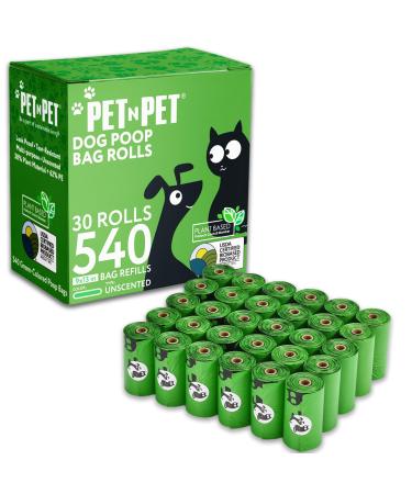 PET N PET 540-Count Unscented Dog Poop Bags Rolls: USDA Certified 38% Biobased for Poo Bags Dogs Waste Disposal. 1 count (Pack of 540) Unscented 540 Bags