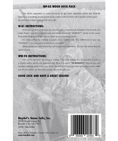 Haydel's Game Calls Inc. WP-05 Wood Duck Call Pack: W-81 Squealer and WW-90 Whine Calls - Buy Online on SooperMarket.com