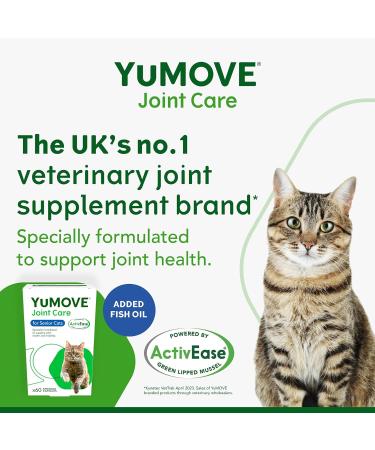 YuMOVE Senior Cat Joint Supplement | For Older Stiff Cats | With Glucosamine, Chondroitin & Green Lipped Mussel | 60 Capsules | Senior Cats & Breeds - Buy Online on SooperMarket.com