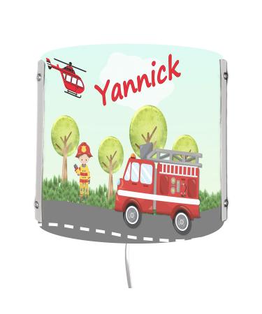 Creadesign WA-1009 fire brigade children's room wall lamp personalized with names night light/slumber light for socket E14 22 x 22.5 x 8.5 cm