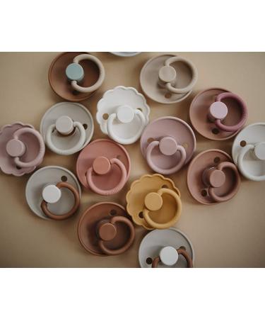 FRIGG Daisy Natural Rubber Baby Pacifier 2-Pack | BPA-Free | Made in Denmark | Baby Pink/Soft Lilac 6-18 Months - Buy Online on SooperMarket.com