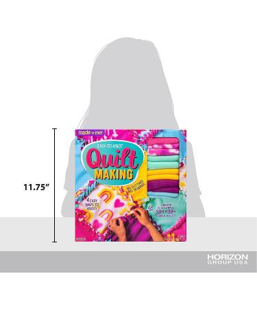 Made By Me Easy-to-Knot Fleece Quilt Making Kit - No Sewing Required - 59 x 39 Inches - Includes 20 Fabric Squares and Embellishments - Learn 4 Knotting Techniques - Multicolor - Buy Online on SooperMarket.com