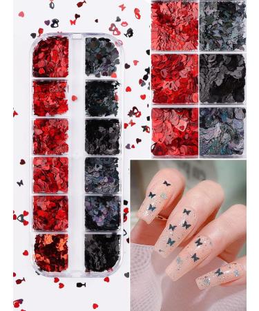Kalolary Valentine's Day Nail Art Sequins | Heart & Lip-Shaped Holographic Flakes for Manicure & Body Decoration - 2 PCs - Buy Online on SooperMarket.com