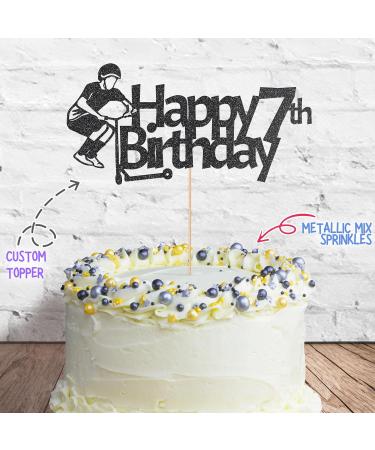 Cakeshop Cake Decoration Pack | Scooter Birthday Theme Premium Double Sided Glitter Card Cake Topper Sign & 25g Party Pack of Cake Sugar Sprinkles | Custom Age Cake Decorations (Black) Non-Prime Glitter Card: Black - Buy Online on SooperMarket.com