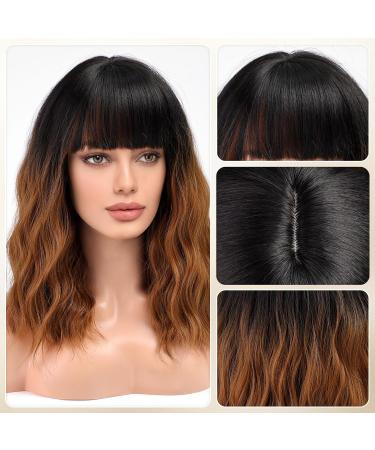 Buy Haircube Short Bob Wig with Bangs - Heat-Resistant Synthetic Ombre Brown Wig for Parties Cosplay & Daily Wear - Buy Online on SooperMarket.com