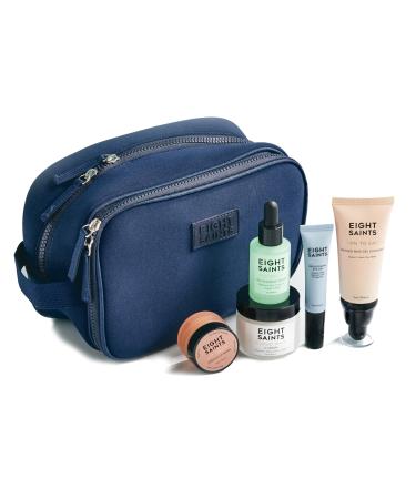 Eight Saints Date Night Skincare Prep Gift Set All Natural & Organic Gift Set Includes Eye Gel Hyaluronic Acid Serm Mud Face Cleanser Vitamin C Cream Lip Mask and Neoprene Travel Bag 6 Pc Set