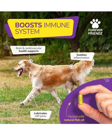 Fish Oil Omega Supplements for Dogs and Cats - 120 Softgels for Pets - Great for Itchy Dry Skin Allergies & Dandruff Furever Friendz - Buy Online on SooperMarket.com