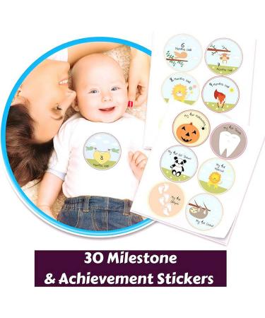 Baby Memory Book w/Keepsake Box & 30 Monthly & Baby First Milestone Stickers - Gender Neutral First Year Scrapbook Journal - Baby Photo Album for Boys & Girls - Buy Online on SooperMarket.com